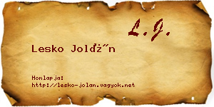 Lesko Jolán névjegykártya