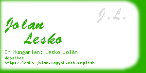 jolan lesko business card